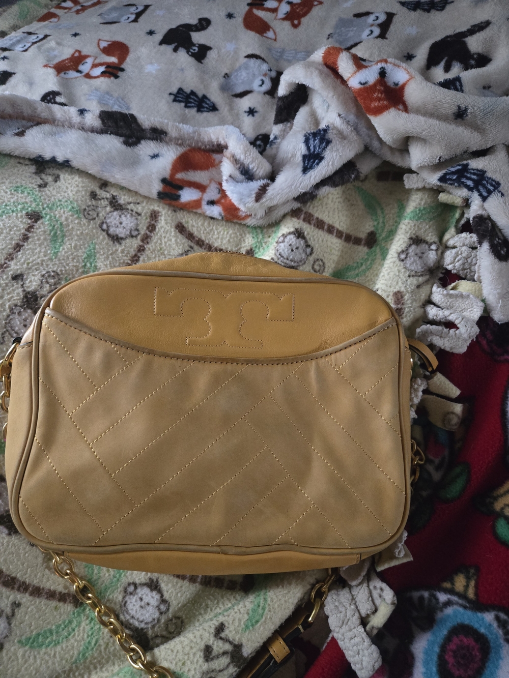 Tory Burch Quilted Leather Crossbody Bag - Tan